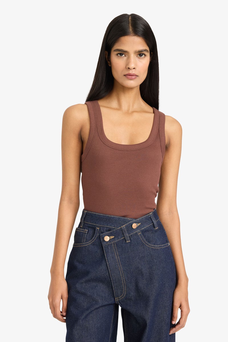 DeFacto Brown Woman Slim Fit Camisole U Collar Tank Top Casual - Image 3